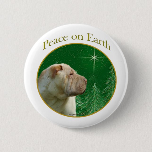 Chinesischer Shar-Pei-Frieden Button (Vorderseite)