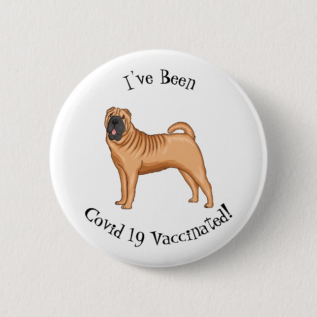 Chinesischer Shar-Pei-Hund-Cartoon Button (Vorderseite)