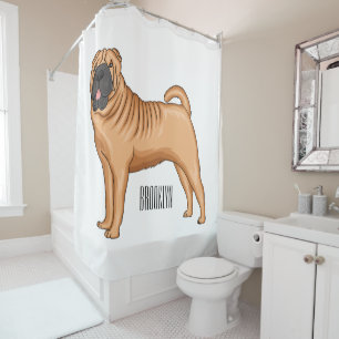 Chinesischer Shar-Pei-Hund-Cartoon Duschvorhang