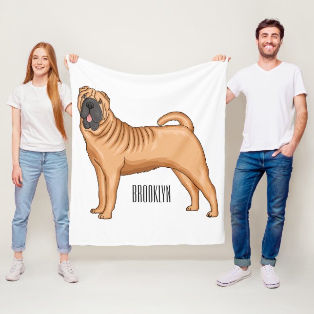 Chinesischer Shar-Pei-Hund-Cartoon Fleecedecke (Beispiel)