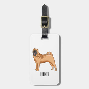 Chinesischer Shar-Pei-Hund-Cartoon Gepäckanhänger