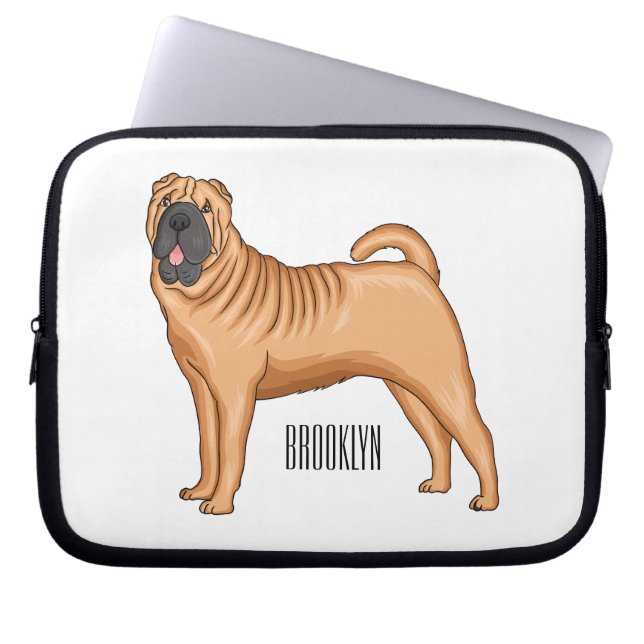 Chinesischer Shar-Pei-Hund-Cartoon Laptopschutzhülle (Vorderseite)