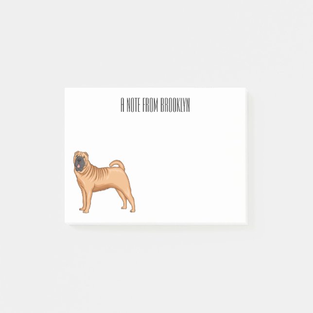 Chinesischer Shar-Pei-Hund-Cartoon Post-it Klebezettel (Vorderseite)