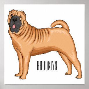 Chinesischer Shar-Pei-Hund-Cartoon Poster