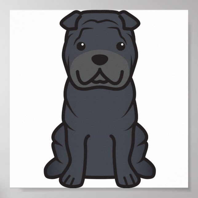 Chinesischer Shar-Pei-Hund-Cartoon Poster (Vorne)