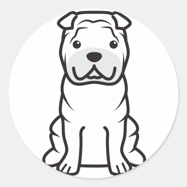 Chinesischer Shar-Pei-Hund-Cartoon Runder Aufkleber (Vorderseite)