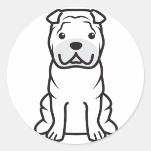 Chinesischer Shar-Pei-Hund-Cartoon Runder Aufkleber