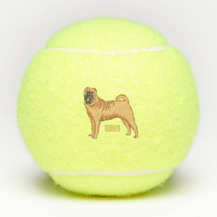 Chinesischer Shar-Pei-Hund-Cartoon Tennisbälle