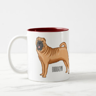 Chinesischer Shar-Pei-Hund-Cartoon Zweifarbige Tasse