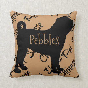 Chinesischer Shar-Pei-Hund-Silhouette, kundenspezi Kissen