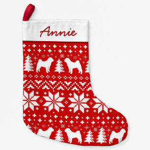 Chinesischer Shar-Pei-Silhouetten-Muster von Hund Kleiner Weihnachtsstrumpf