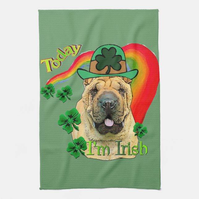 Chinesischer Shar-Pei St. Patrick's Day Küchentuch (Vertikal)