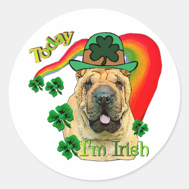 Chinesischer Shar-Pei St. Patrick's Day Runder Aufkleber (Vorderseite)