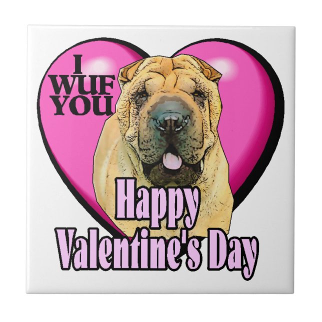 Chinesischer Shar-Pei-Valentinstag Fliese (Vorderseite)