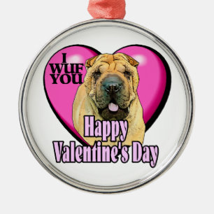Chinesischer Shar-Pei-Valentinstag Ornament Aus Metall