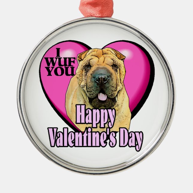 Chinesischer Shar-Pei-Valentinstag Ornament Aus Metall (Vorne)