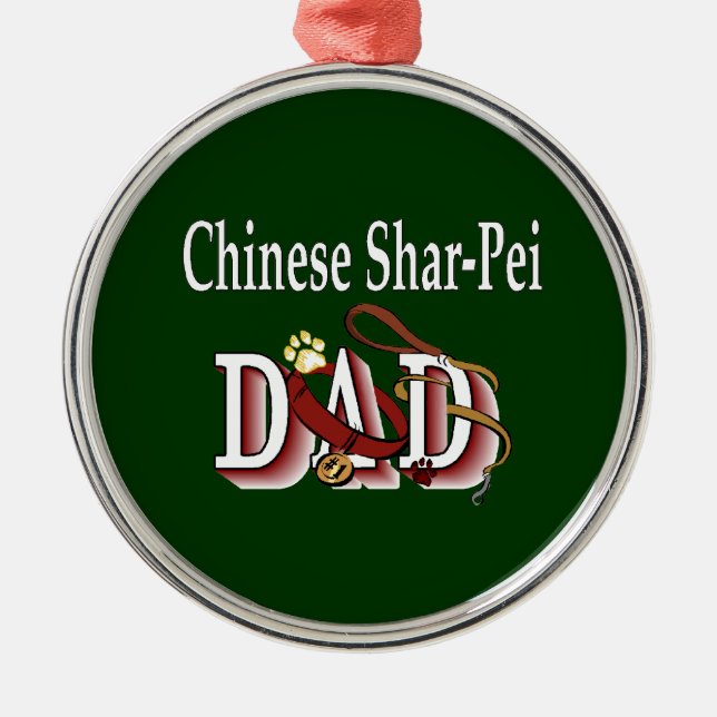 Chinesischer Shar-Pei-VATER Silbernes Ornament (Vorne)