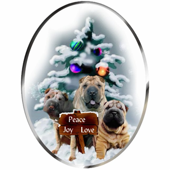 Chinesischer Shar-Pei Weihnachtsgeschenke Ornament Fotoskulptur Ornament (Vorne)