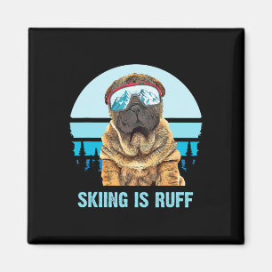 Chinesischer Shar-Pei Winter Skifahren Ist Ruff Sk Magnet