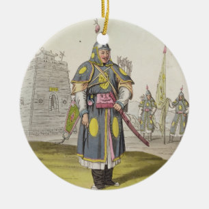 Chinesischer Soldat im vollen Kampfkleid, Keramikornament