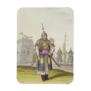 Chinesischer Soldat in vollem Schlachtkleid, Illus Magnet