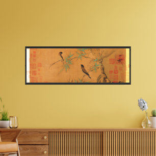 Chinesischer Song-Dynastie-Finken-und-Bambus-Lampe Leinwanddruck
