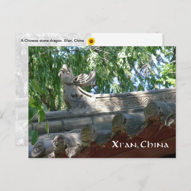 Chinesischer Steindrache, Xi'an, China - Postkarte (Vorne/Hinten)