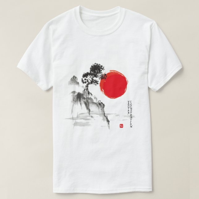 Chinesischer T - Shirt in den Bergen - Landschaftl (Design vorne)