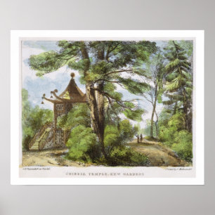 Chinesischer Tempel, Kew arbeitet im Garten, Poster