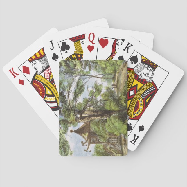 Chinesischer Tempel, Kew arbeitet im Garten, Spielkarten (Rückseite)