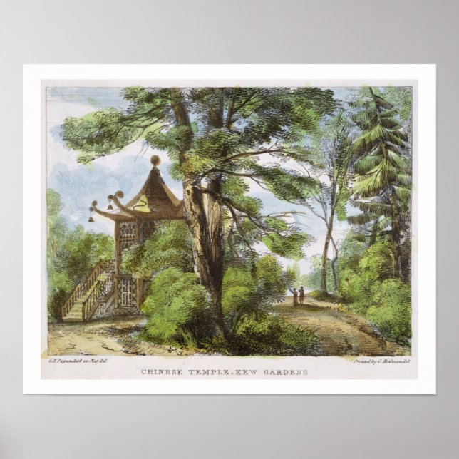 Chinesischer Tempel, Kew Gardens, Teller 13 von "K Poster (Vorne)