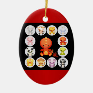 Chinesischer Tierkreis geboren im Jahr des Drachen Keramik Ornament