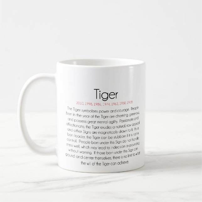 Chinesischer Tierkreis (Jahr des Tigers) 2 Kaffeetasse (Links)