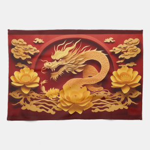 Chinesischer und Vietnamesischer Holzdrache Jahr 2 Geschirrtuch