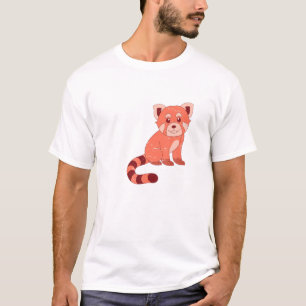 Chinesischer Wald Wildtiere Niedliche China Roter T-Shirt