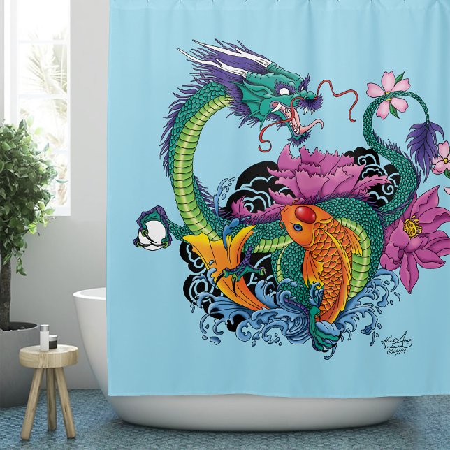 Chinesischer Wasserdrache Koi Fisch Duschvorhang (Von Creator hochgeladen)