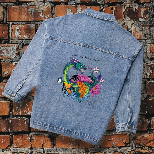 Chinesischer Wasserdrache Koi Fisch Jeansjacke (Von Creator hochgeladen)
