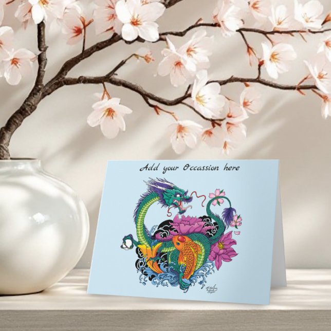 Chinesischer Wasserdrache Koi Fisch Karte (Von Creator hochgeladen)