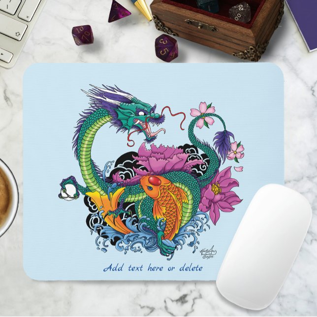 Chinesischer Wasserdrache Koi Fisch Mousepad (Von Creator hochgeladen)