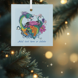 Chinesischer Wasserdrache Koi Fisch Ornament Aus Glas