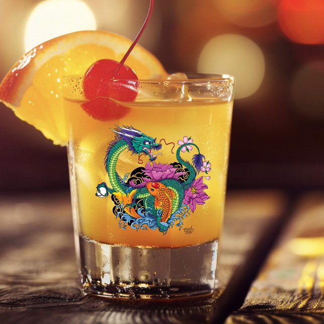 Chinesischer Wasserdrache Koi Fisch Schnapsglas (Von Creator hochgeladen)