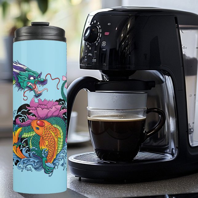 Chinesischer Wasserdrache Koi Fisch Thermosbecher (Von Creator hochgeladen)