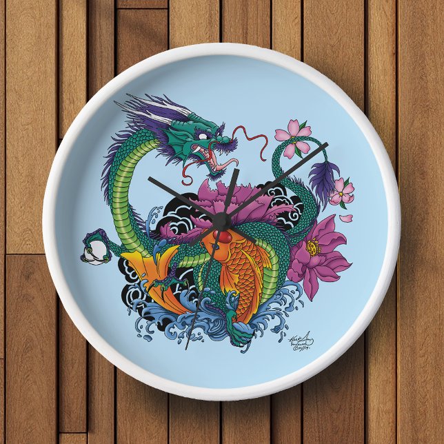 Chinesischer Wasserdrache Koi Fisch Uhr (Von Creator hochgeladen)
