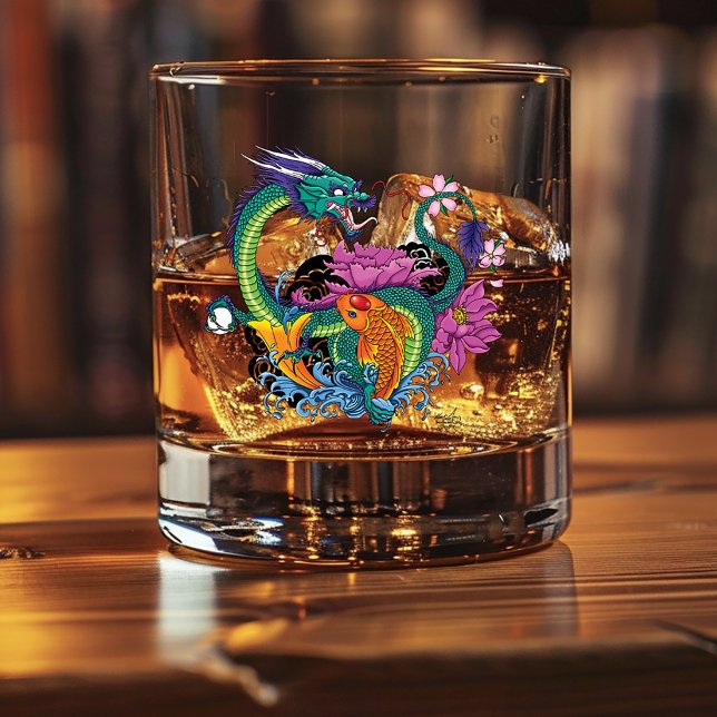 Chinesischer Wasserdrache Koi Fisch Whiskyglas (Von Creator hochgeladen)