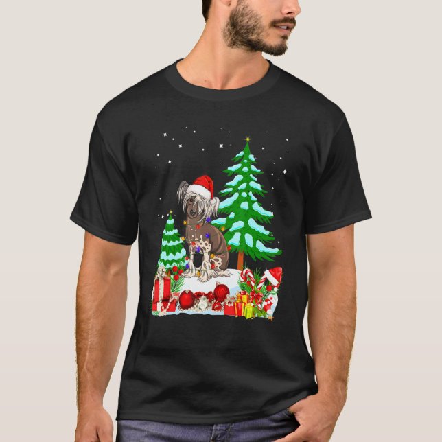 Chinesischer Zauberhund, der Weihnachtshutte Lig t T-Shirt (Vorderseite)