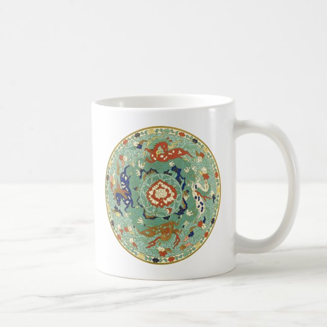 Chinesischer Zirkel Blau grün Kaffeetasse (Rechts)