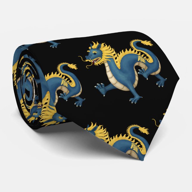 Chinesischer Zodiac Dragon Niedlich Astrologie Sch Krawatte (Gerollt)