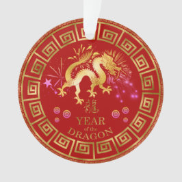 Chinesischer Zodiac Dragon Red/Gold ID542 Ornament
