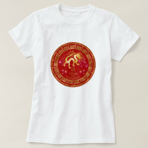 Chinesischer Zodiac Dragon Red/Gold ID542 T-Shirt