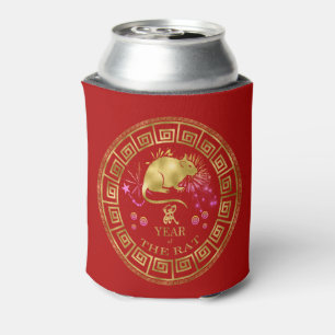 Chinesischer Zodiac Rat Red/Gold ID542 Dosenkühler